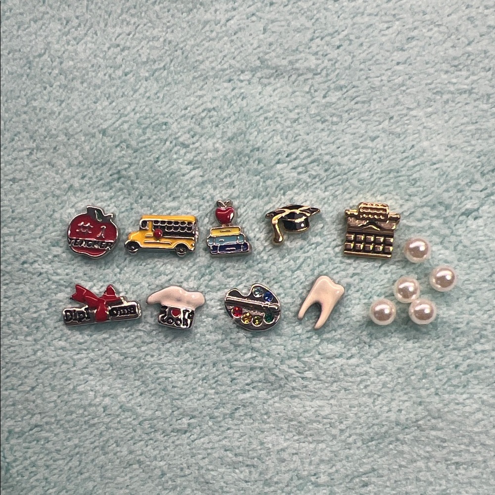 Floating Locket Charms - teacher/ school / graduation theme